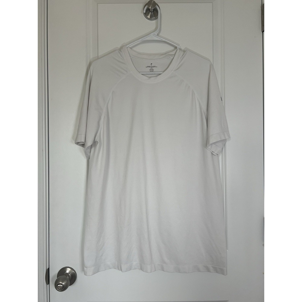 Fabletics Mens White Performance Short Sleeve Shirt XL Training Gym Workout